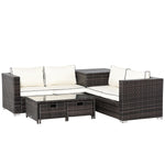 Outsunny 4pcs Rattan Garden Furniture, Patio Sofa Storage & Table Set