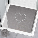 Spaghetti Anti Slip Square Shower/bath Mat - Heart Embossed | 60cm x 60cm | Grey