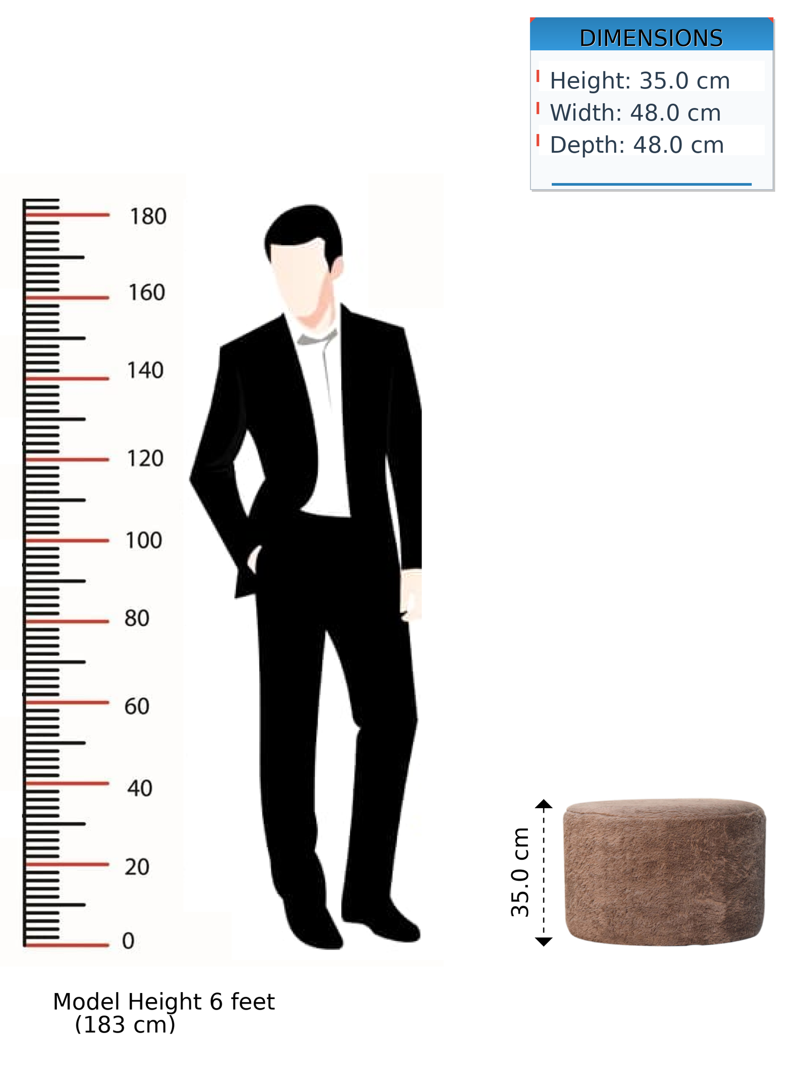 Mocha Faux Fur Round Footstool
