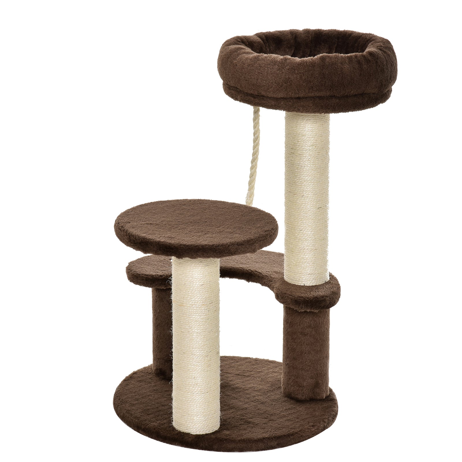 Cat Tree Scratcher Kitty Activity Center 2 Perch Sisal Rope | Brown