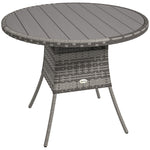 Outdoor Pe Rattan Dining Table W/ Wood-plastic Composite Top