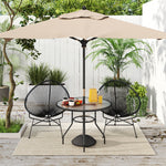 Outdoor Round Dining Table Tempered Glass Top W/parasol Hole
