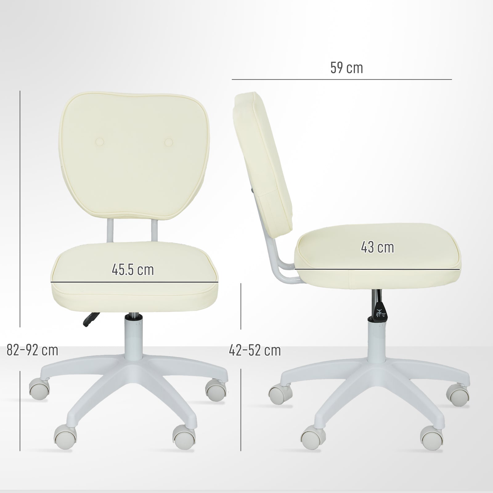 Vanity Task Chair, Armless | Cream