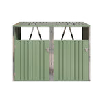 2 Bin Storage Shed – Heavy-duty Galvanized Steel Outdoor Bin Store With Lift-up Lids & Lockable Doors | Light Green
