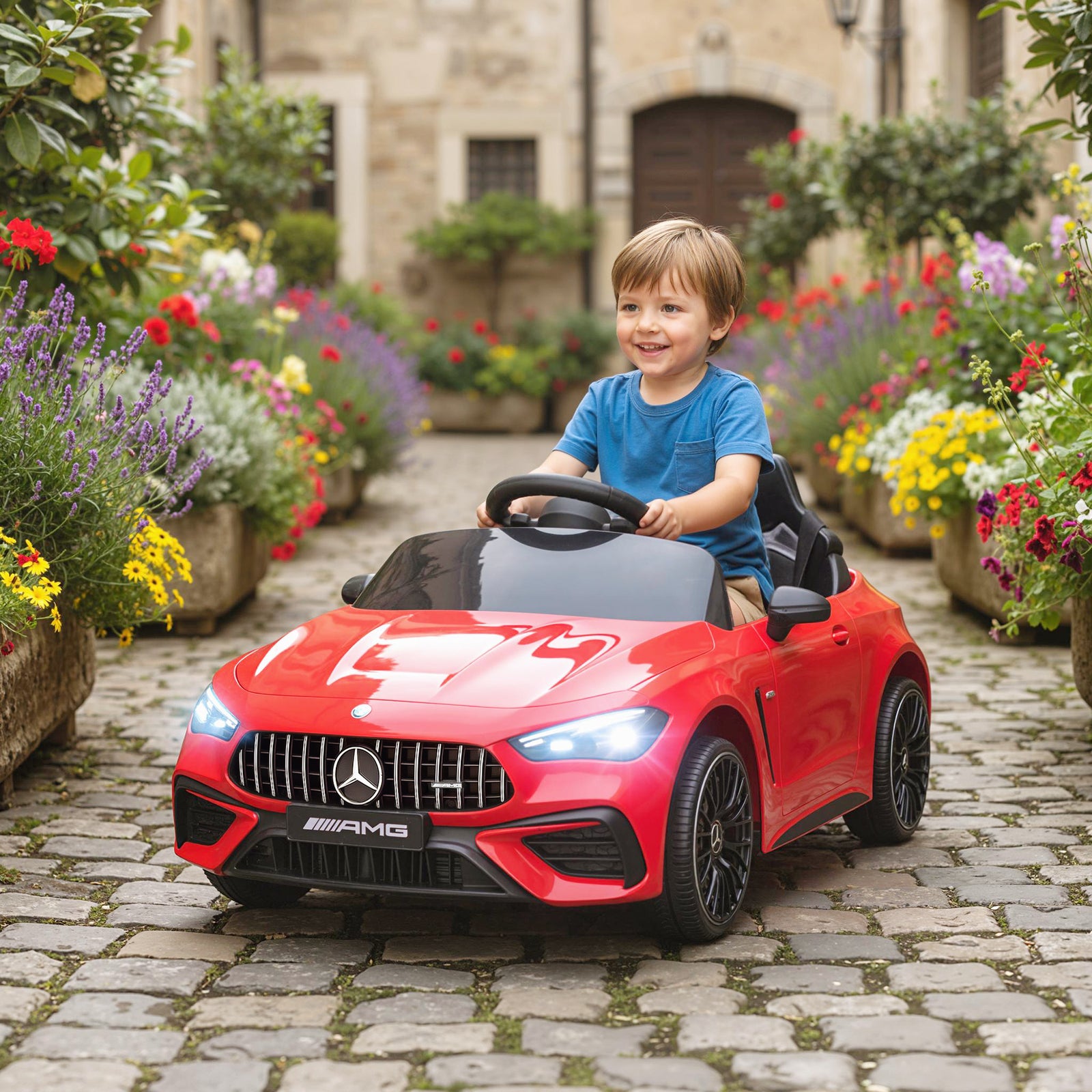 Kids Electric Car Licensed Mercedes Amg, 12v Ride On Car | Red