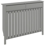HOMCOM Large Radiator Cover With Drawers And Vertical Slats 119 X 19 X 93cm