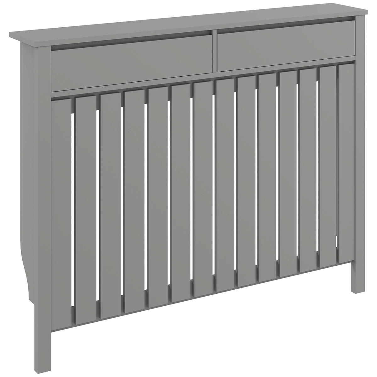 HOMCOM Large Radiator Cover With Drawers And Vertical Slats 119 X 19 X 93cm