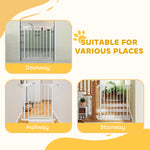 PawHut Pet Safety Gate, 76-81cm Wide Baby Stair Gate With Auto-close