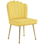 Velvet-feel Shell Accent Chair Bedroom Lounge Metal Legs | One Size | Yellow