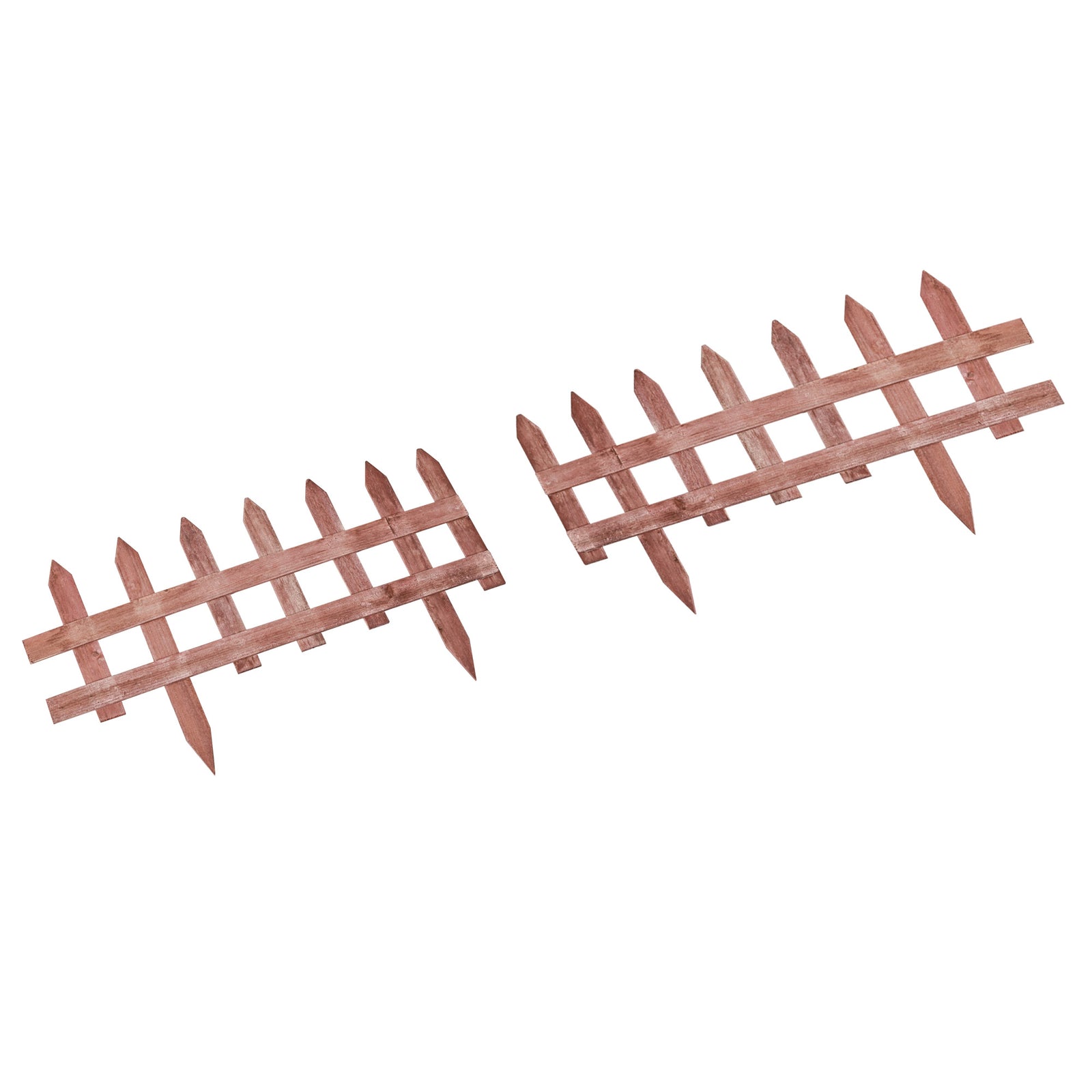 12 Wooden Garden Borders Fixed Picket Fence, Brown