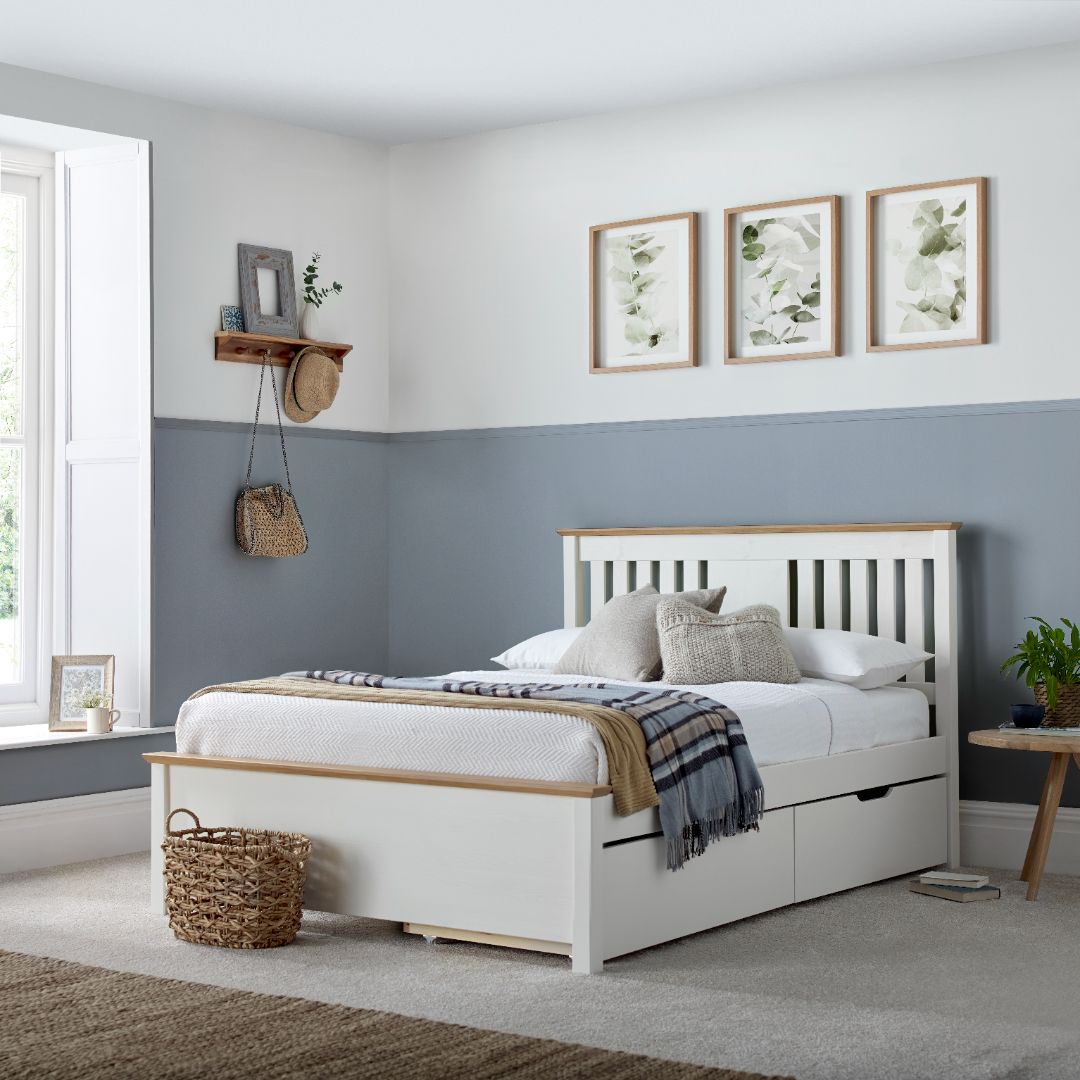 Chester White Wooden Bed With 4 Storage Drawers | Double | White