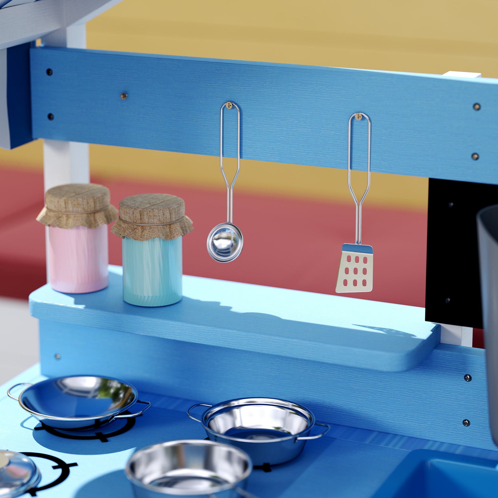 Kids Mud Kitchen, Outdoor Play Kitchen With Stoves, Sink, Cookware Accessories