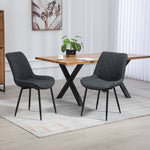 Set Of 2 Bovino Fabric Dining Chairs | Black