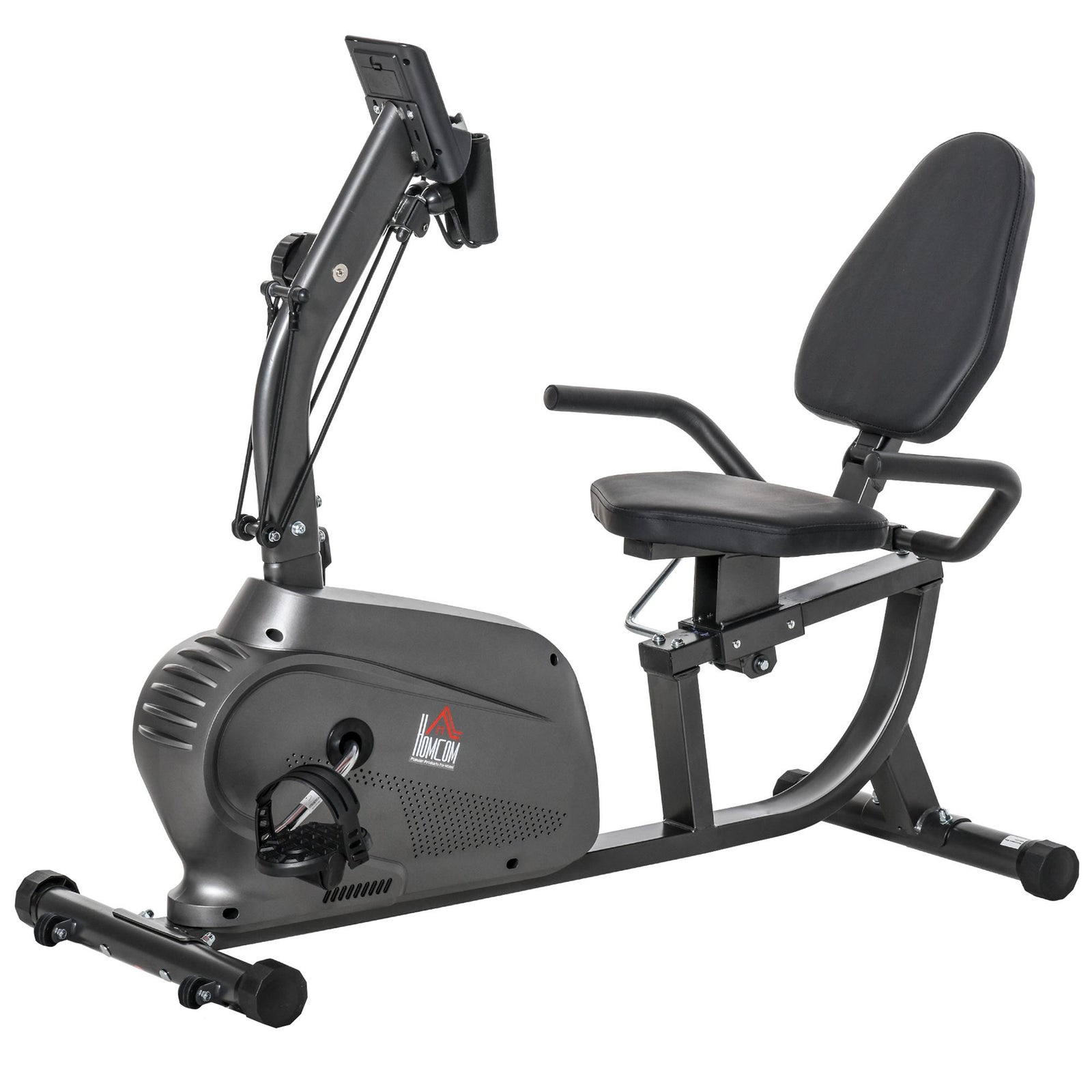 Stationary Recumbent Bike With Lcd Monitor & Pad Holder | Black