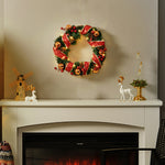 Red Ribbon Lighted Wreath Hanging Xmas Decor