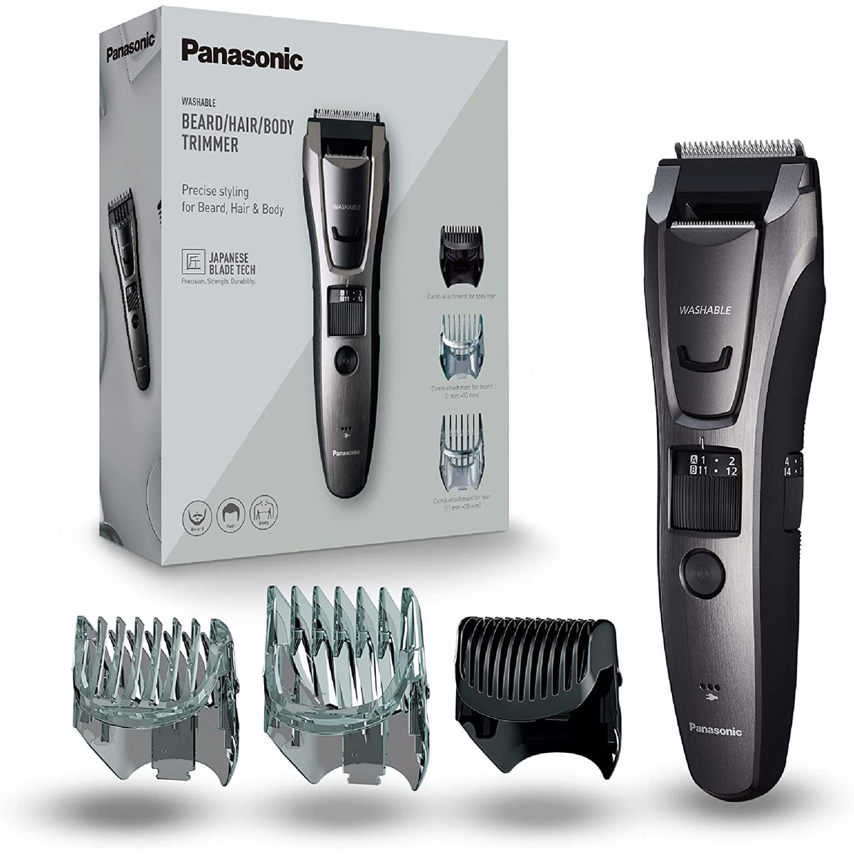 Er-gb80 + Er-gn30 Beard, Body & Facial Hair Trimmer Set | Black