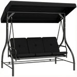 3 Seater Canopy Swing Chair Porch Hammock Bed | Black