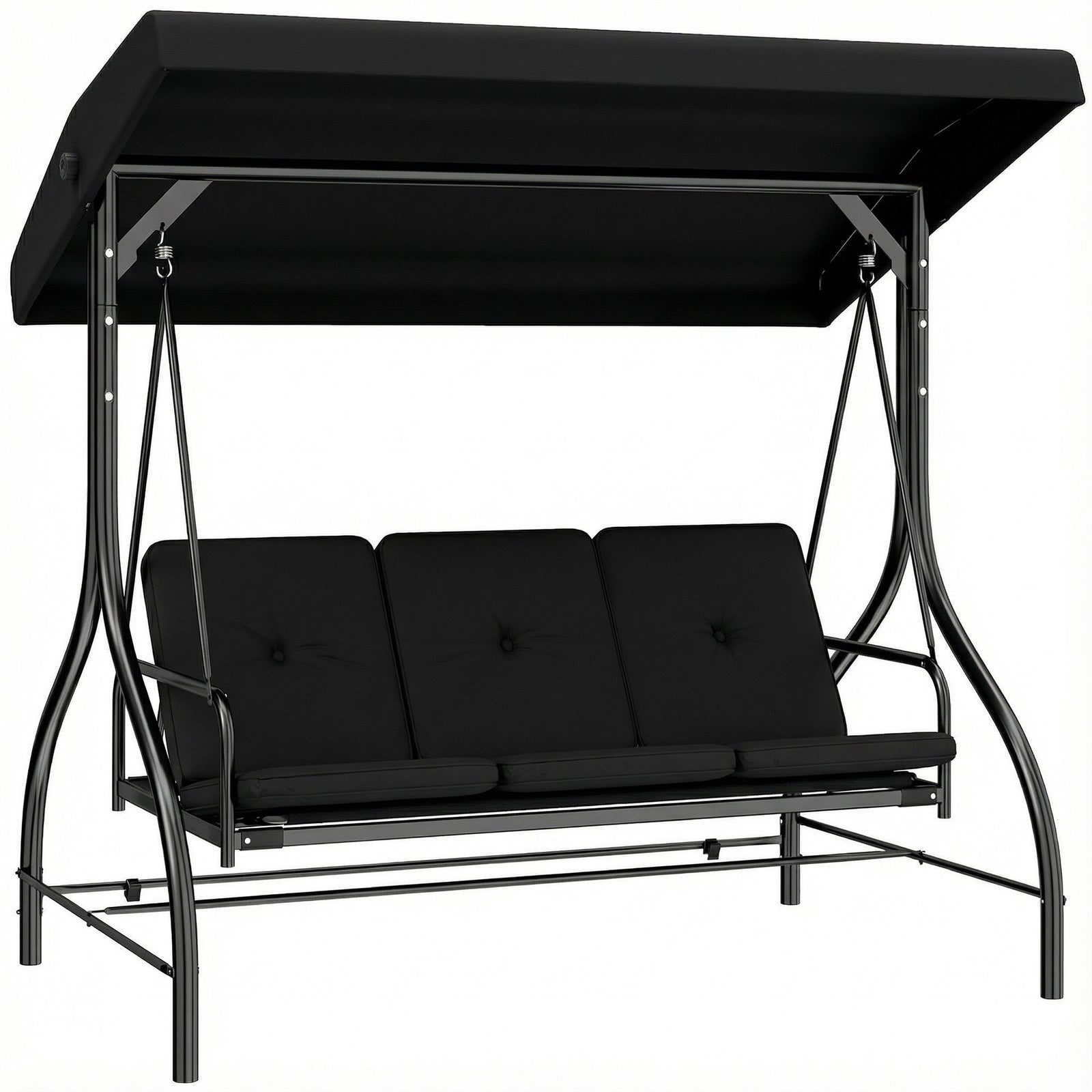 3 Seater Canopy Swing Chair Porch Hammock Bed | Black