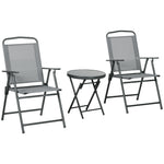 Patio Bistro Set Folding Chairs & Coffee Table For Balcony | Light Slate Gray