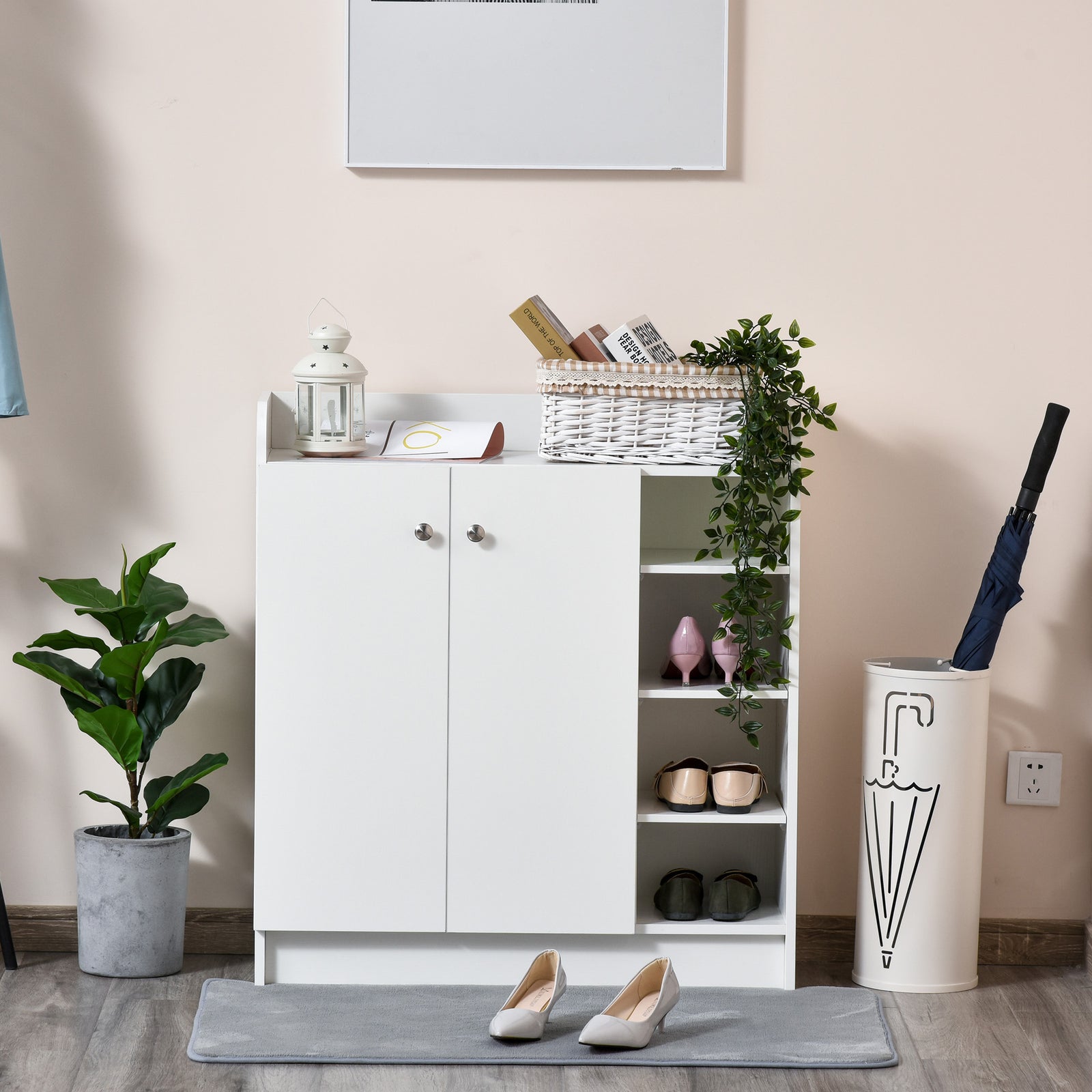 Shoe Storage Cabinet Footwear Rack Stand Adjustable Shelves