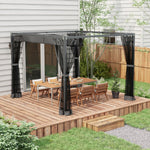 Retractable Pergola Canopy With Netting, Metal Frame | Medium | Dark Gray