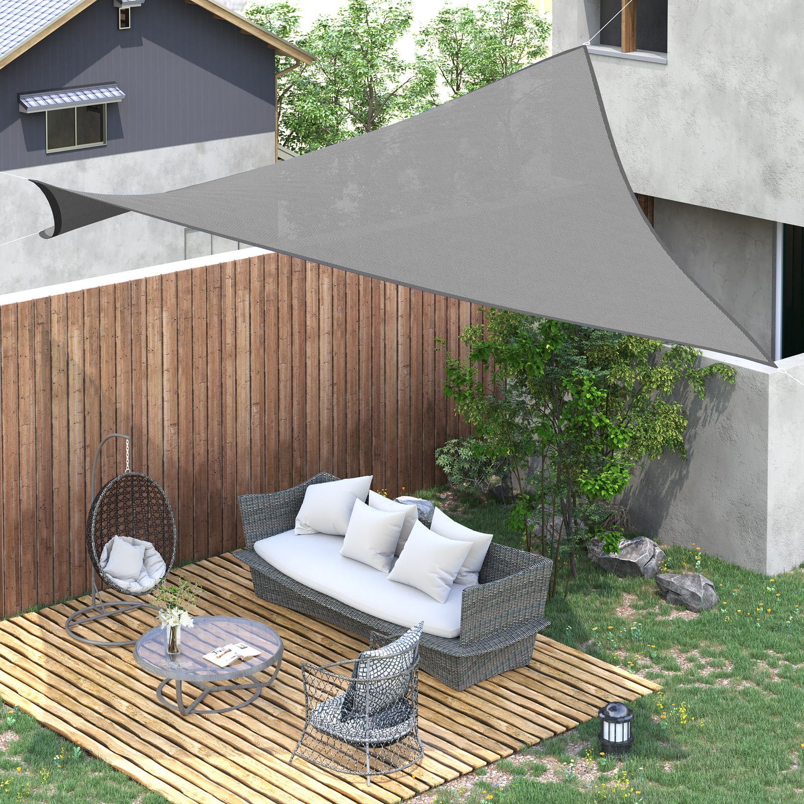 Sun Shade Sail Hdpe Rectangle Canopy, Charcoal Grey | Medium | Charcoal Gray
