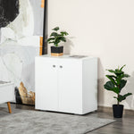 Freestanding Storage Cabinet Two Shelves Wooden Sideboard | One Size | White