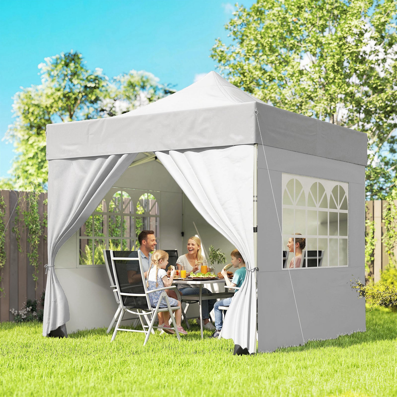 3 X 3 M Heavy Duty Pop Up Gazebo With Sides, Upf50+ Marquee Gazebo | Silver Grey
