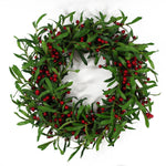 60cm (24 inches) Large Luxury Christmas Mistletoe  and Red Berry Floristry Wreath