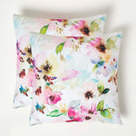 Multicolour Flowers Outdoor Cushion 45 X 45 Cm, Set Of 2 | 45cm x 45cm | Pink & White