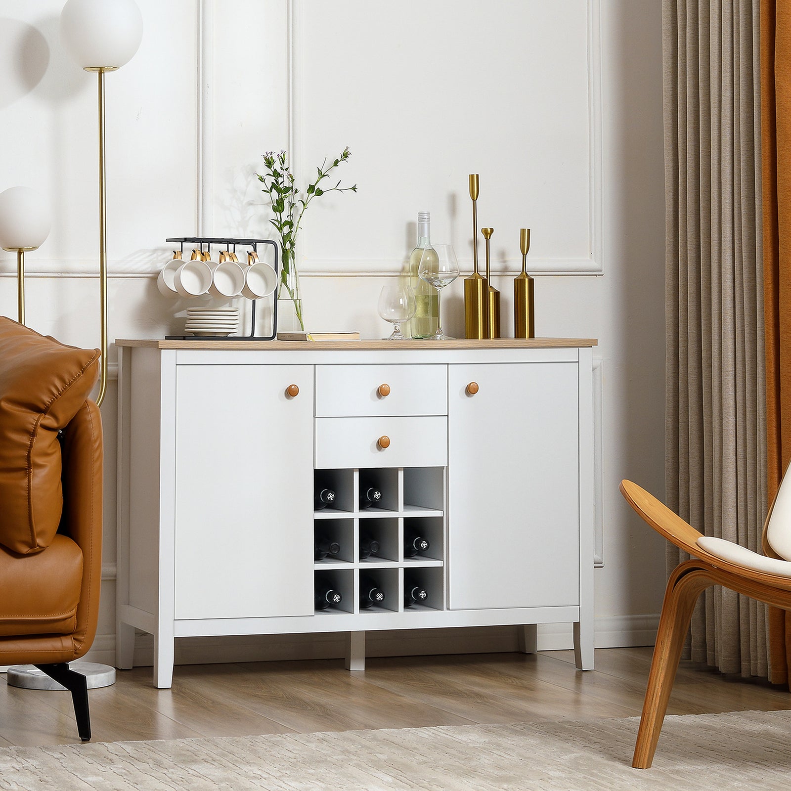 Sideborad With Wine Rack, Buffet Cabinet For Living Room