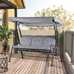Outdoor 3-person Garden Metal Padded Porch Swing Chair Bench | Gray