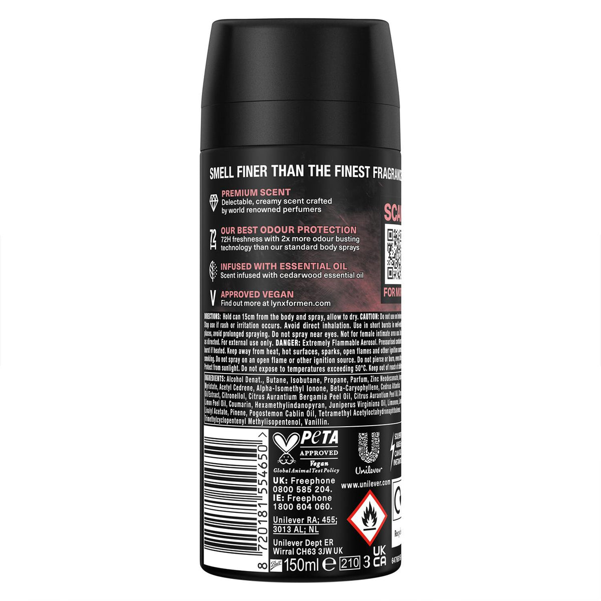 Body Spray Fine Fragrance Collection Cocoa Velvet For Men 150ml, 6 Pack | Set of 6