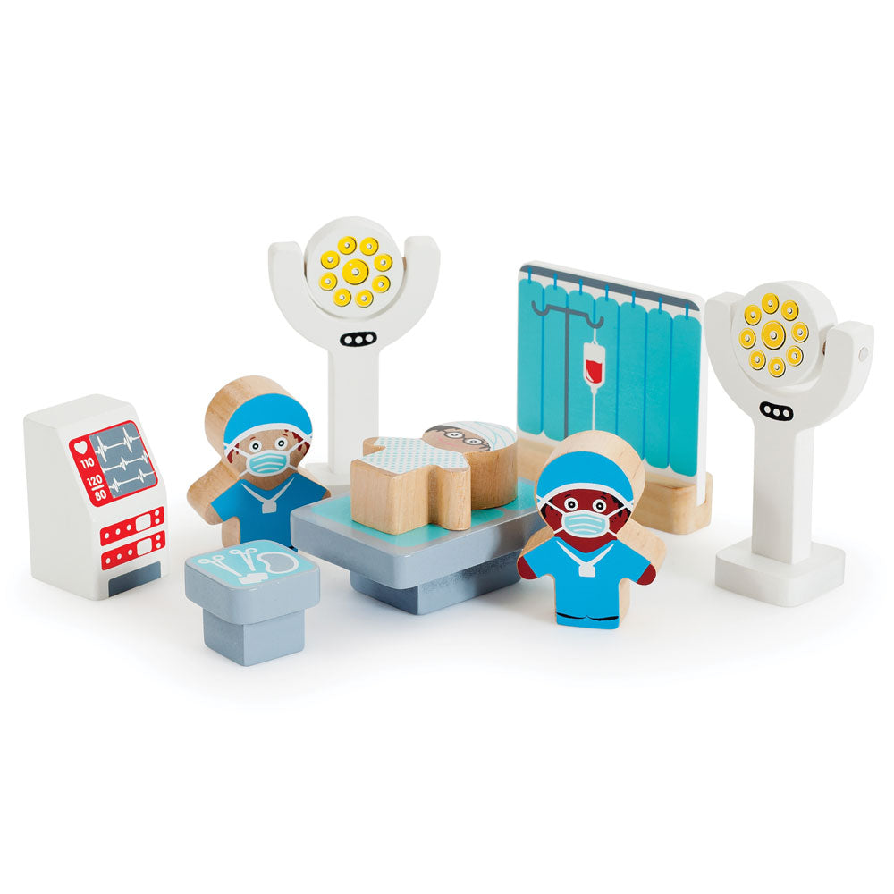Wooden Hospital Playset With Three Floors & 30 Play Pieces