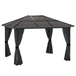 Hardtop Gazebo Canopy With Mosquito Netting And Curtains | Large | Dark Gray