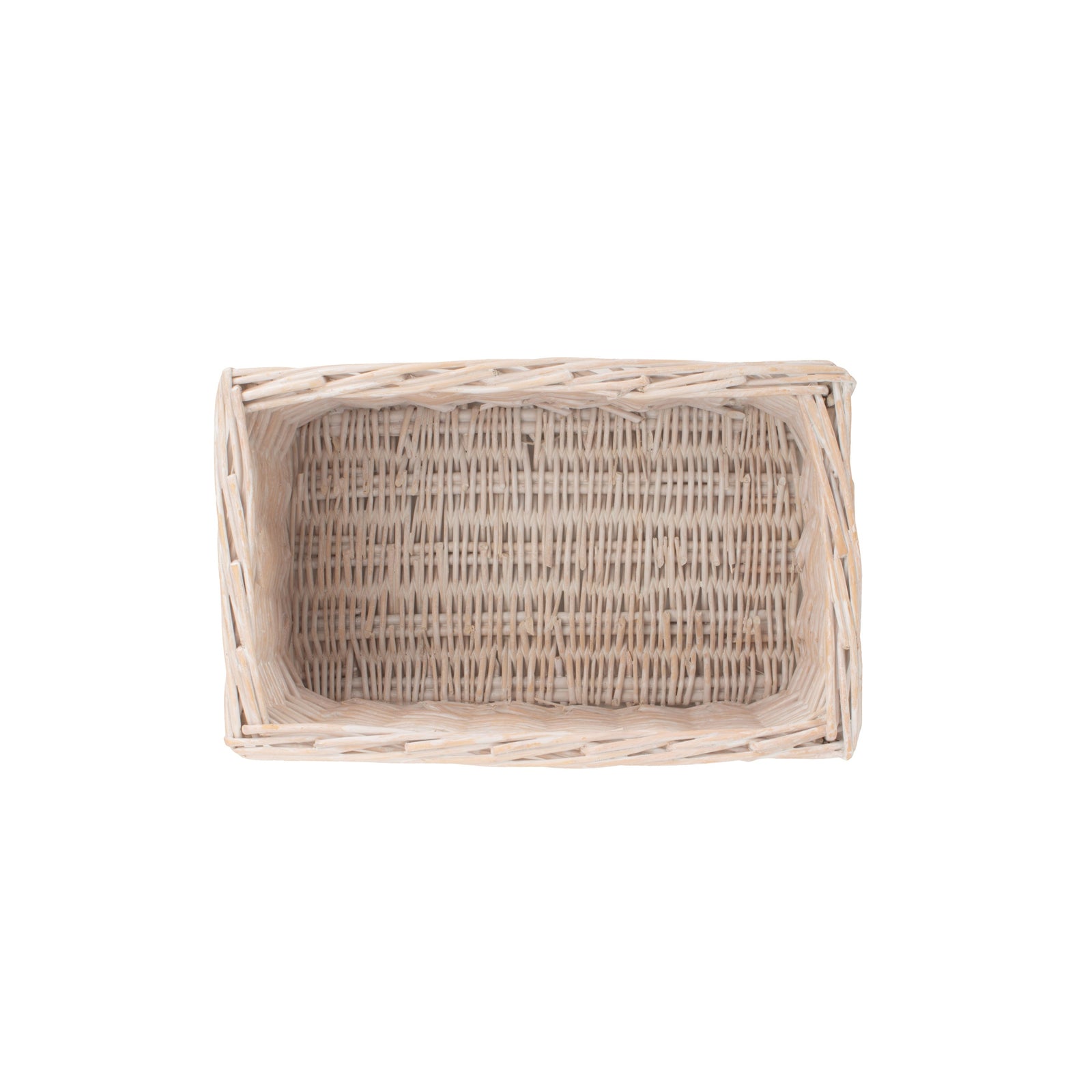 Wicker White Wash Storage Open Basket | Small | White
