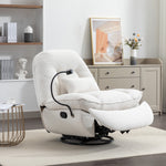 Fallon Boucle Fabric Swivel Based Recliner Chair Phone Holder | Cream
