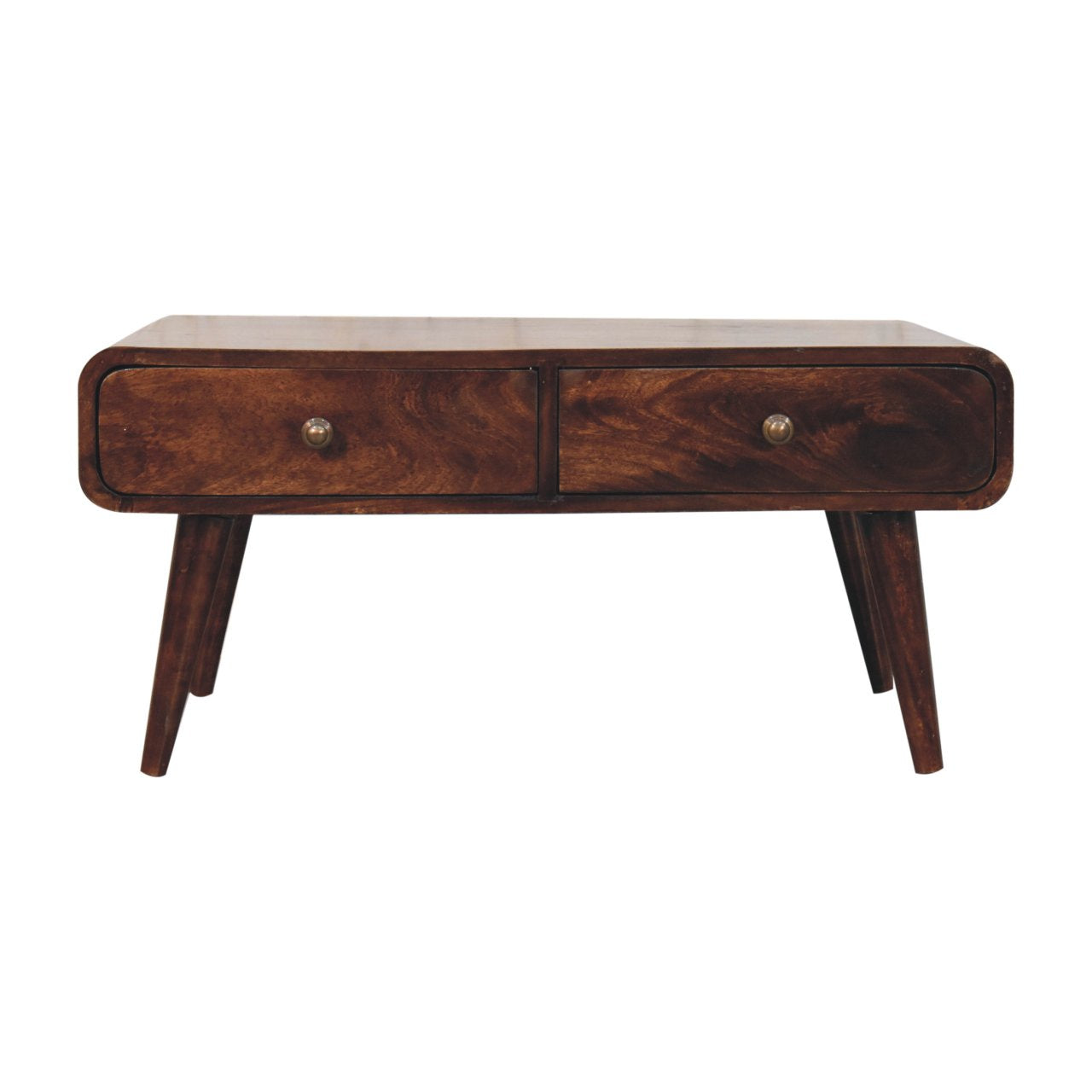 Solid Wood California Walnut Sonata Coffee Table, 2 Drawers, Dark Brown