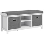Shoe Bench With Cushioned Seat Fabric Drawers For Entryway