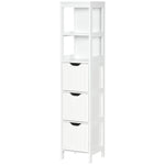 HOMCOM Slim Bathroom Storage Unit With 3 Drawers And 2 Open Shelves, White