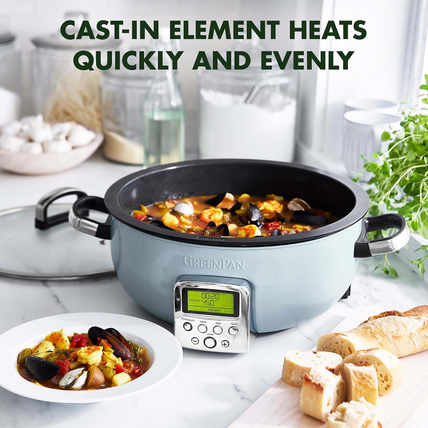 Elite Omnicooker, Pfas Free Ceramic Non-stick With 5.6l Capacity | Light Blue