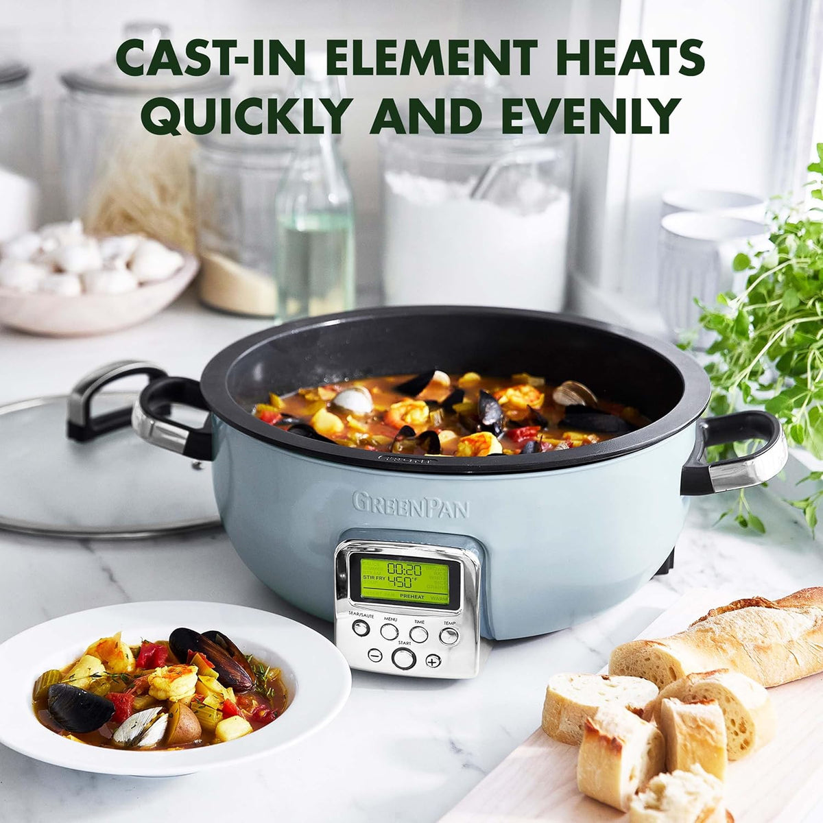 Elite Omnicooker, Pfas Free Ceramic Non-stick With 5.6l Capacity | Light Blue