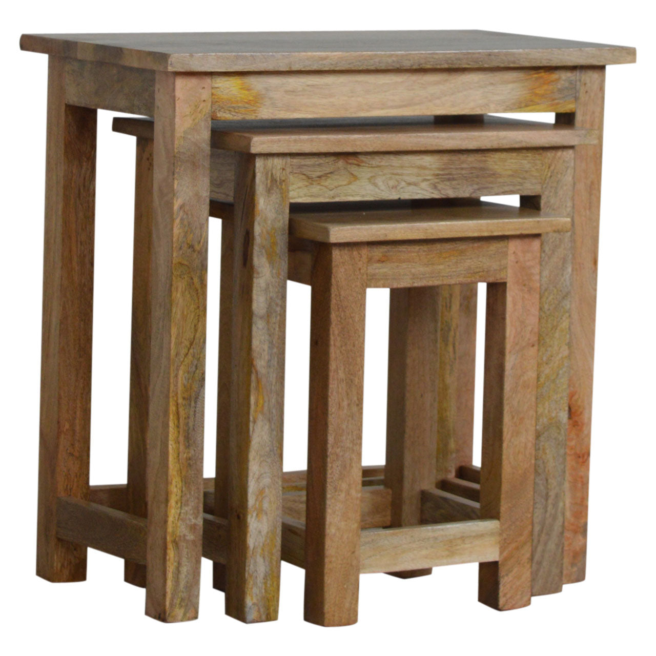Country Solid Wood Stool Set Of 3