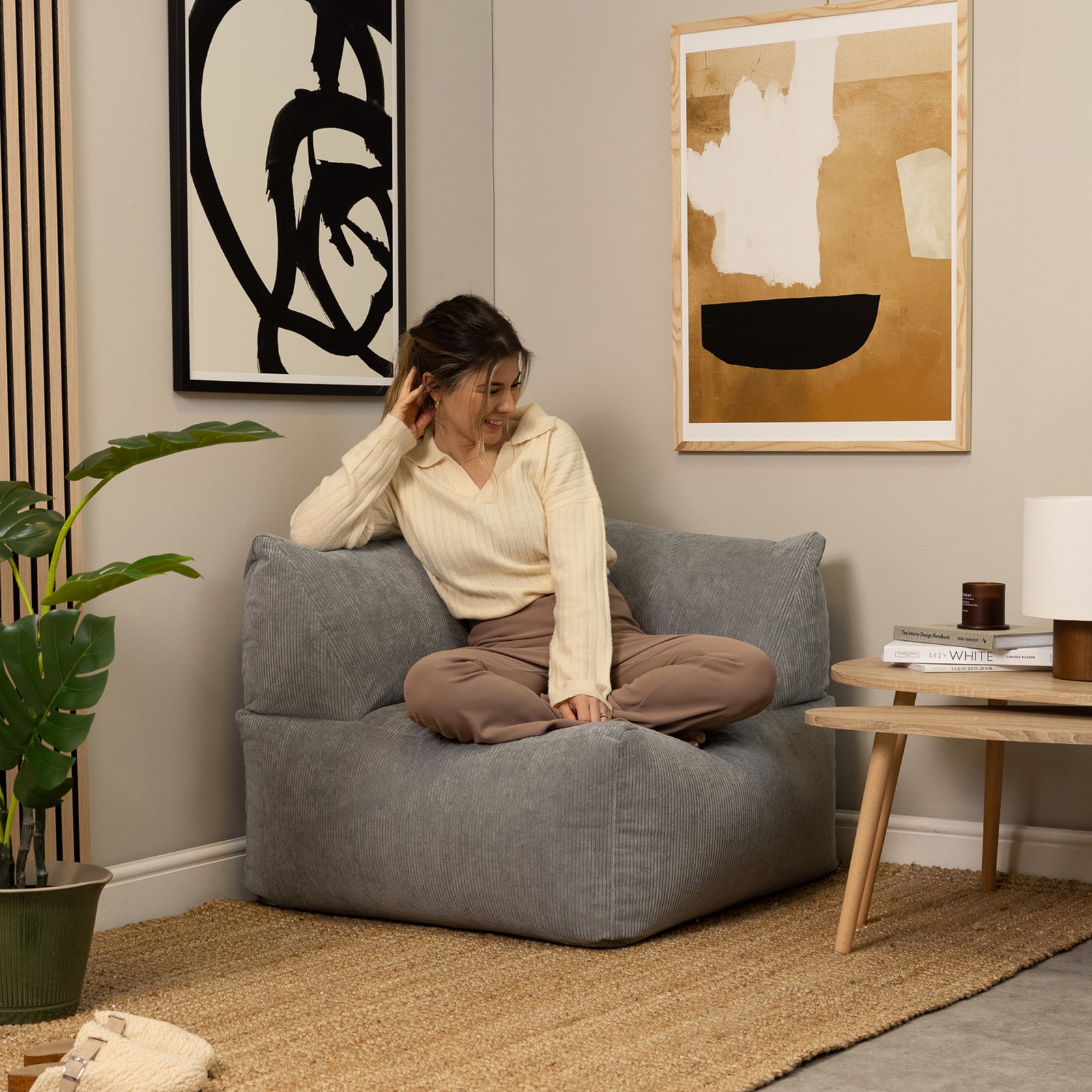 Tetra Cord Floor Sofa Section | Charcoal