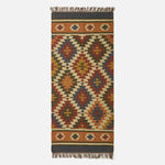 Lucea Orange & Blue Kilim Wool Rug | 180cm x 90cm | Orange