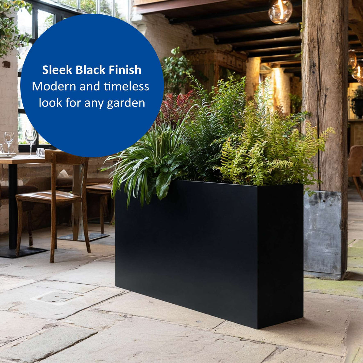 Galvanised Steel Metal Planter Trough Planter - 90cm X 82cm | Black