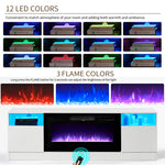 Recessed Electric Fireplace Tv Stand With Remote Control | White