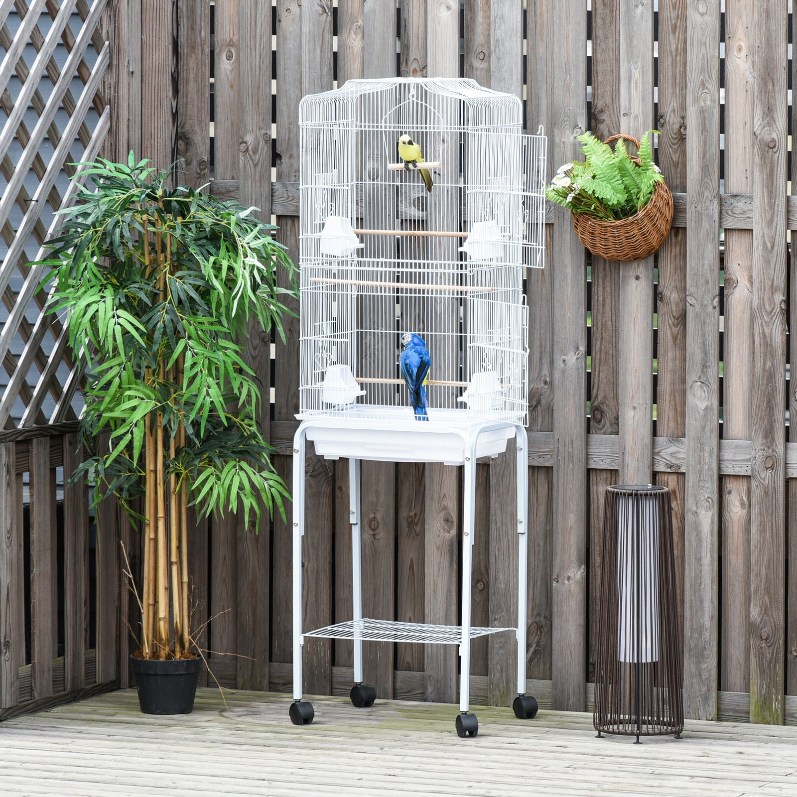 Bird Cage For Budgie Finch Canary Parakeet W/ Stand Sliding Tray | White