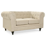 Chesterfield Scroll Arm Velvet Sofa 2 Seater | Beige