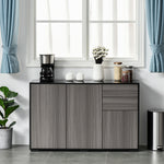 Side Cabinet With 2 Door Cabinet And 2 Drawer Home Office | One Size | Black & Grey